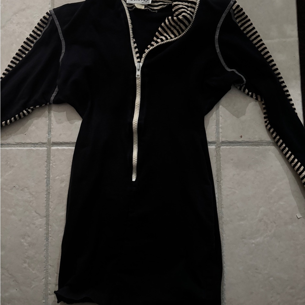 Rampage Black Dress with White Stripes